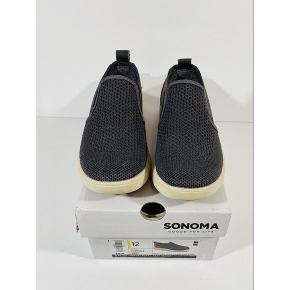 Sonoma Boys Shoes Size 12 Comfort Knit Memory Foam Gray Blue Slip On With Box - Picture 1 of 7
